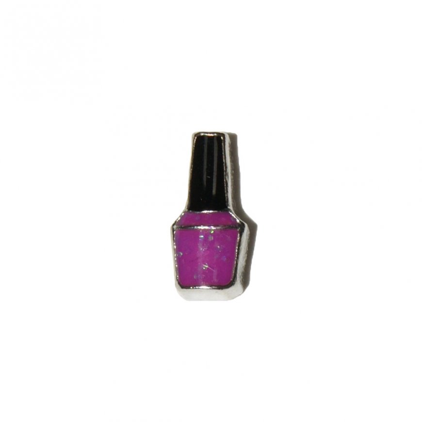 Nail Varnish purple glittery 9mm floating locket charm - Click Image to Close