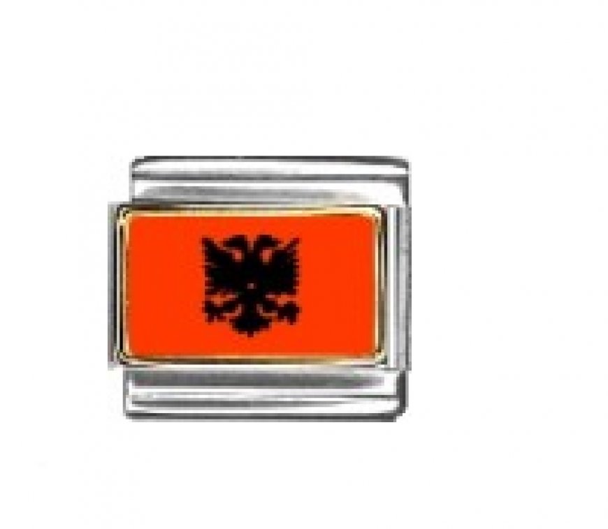 Flag - Albania photo enamel 9mm Italian charm - Click Image to Close