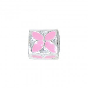 EB60 - Pink and silver bead - European bead charm