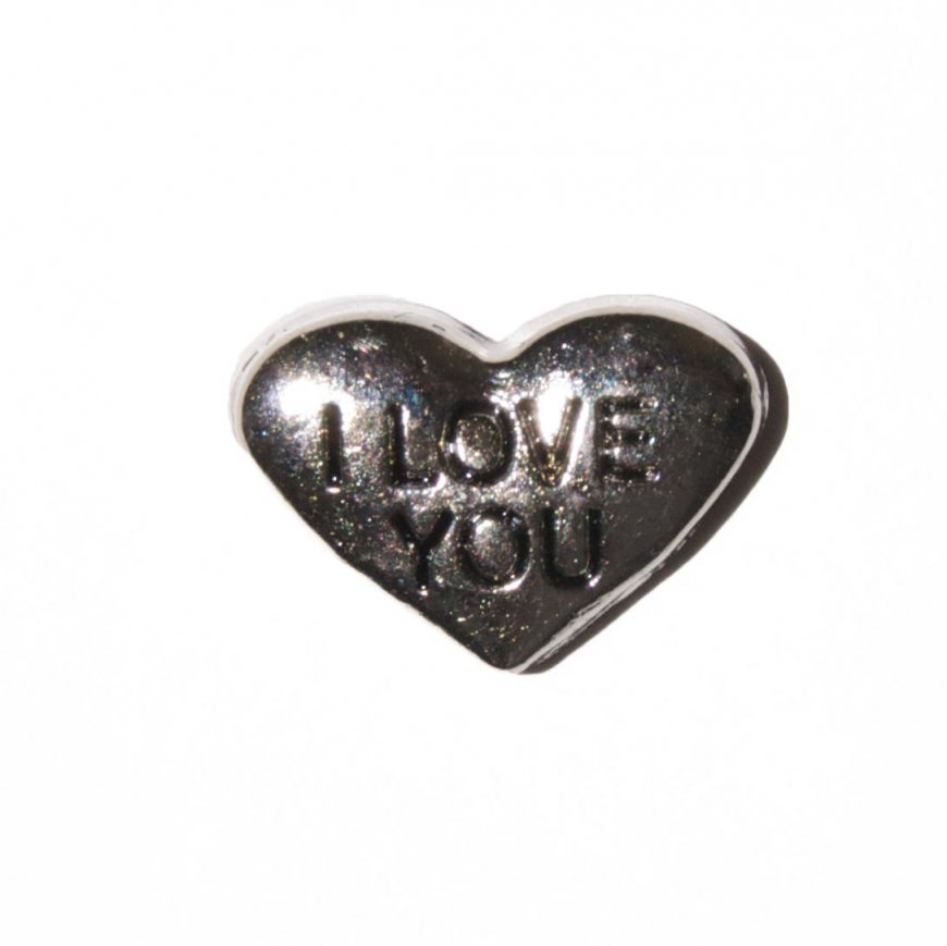 I love you 10mm silvertone heart - Click Image to Close
