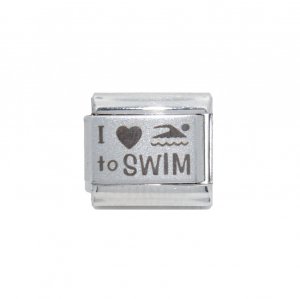 I love to swim - 9mm plain Laser Italian Charm