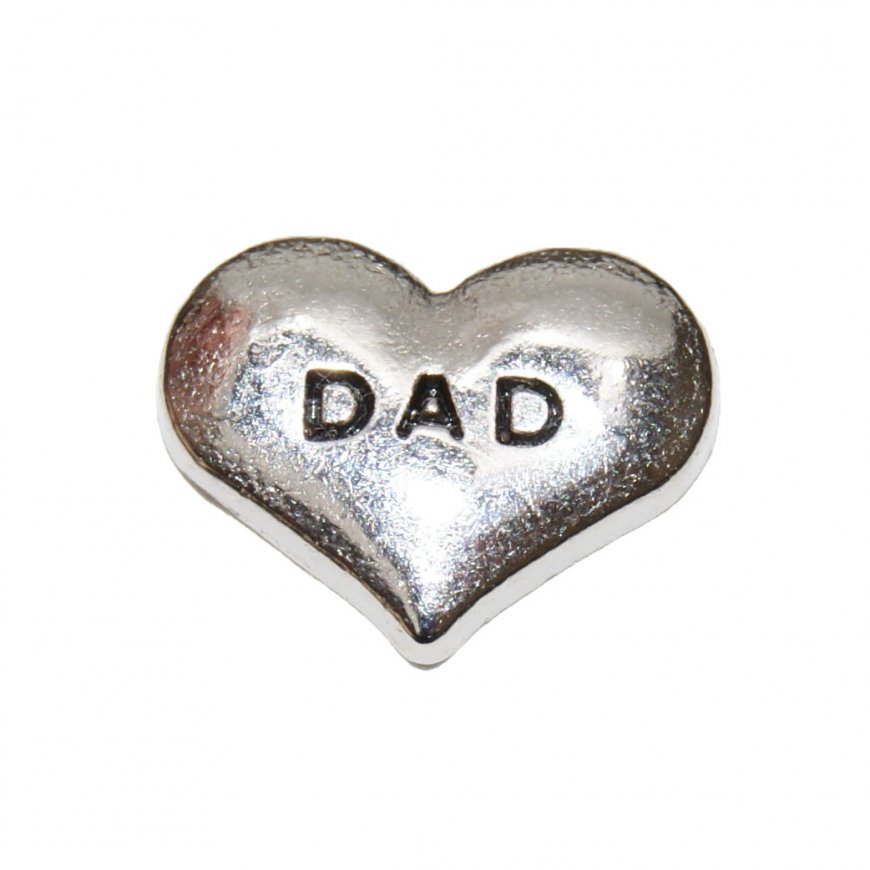 Dad silvertone 10mm floating locket charm - Click Image to Close