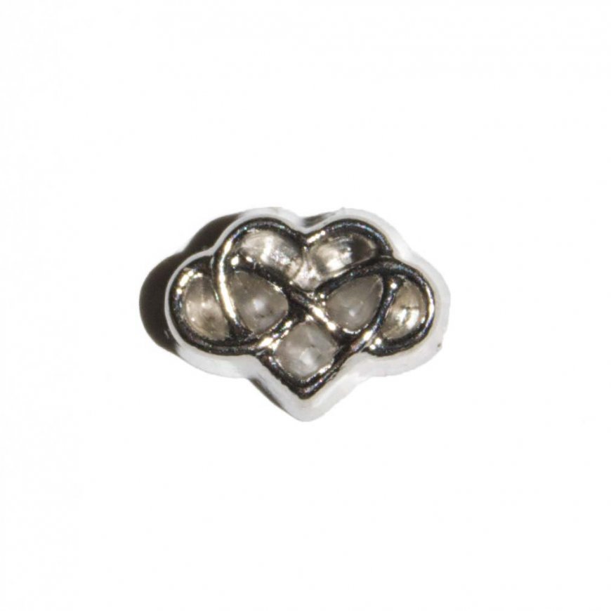 Silvertone Infinity Heart 8mm floating charm - Click Image to Close
