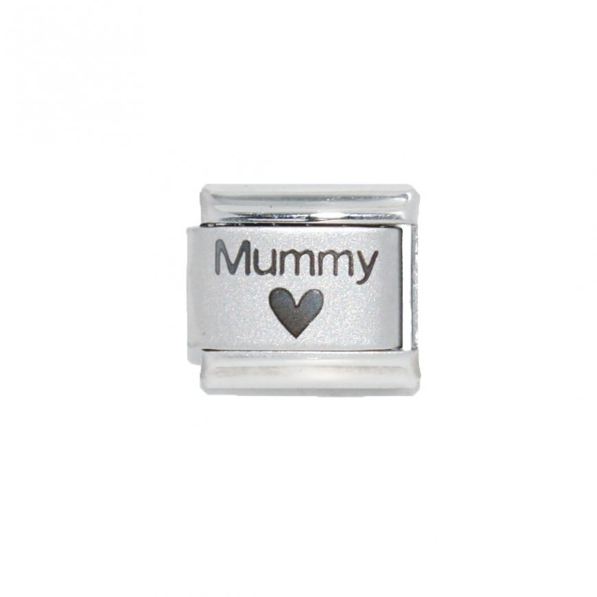 Mummy with heart - plain 9mm laser Italian charm - Click Image to Close