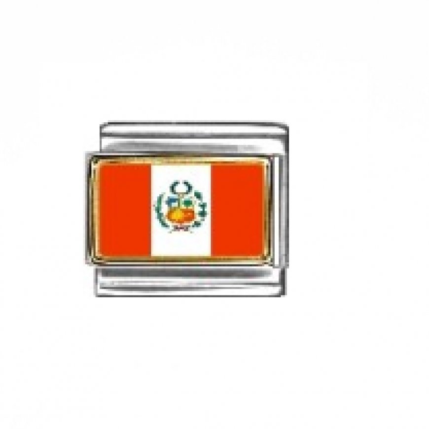 Flag - Peru photo enamel 9mm Italian charm - Click Image to Close