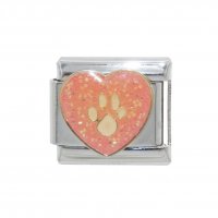 Sparkly Heart with Pawprint - June 9mm Italian charm