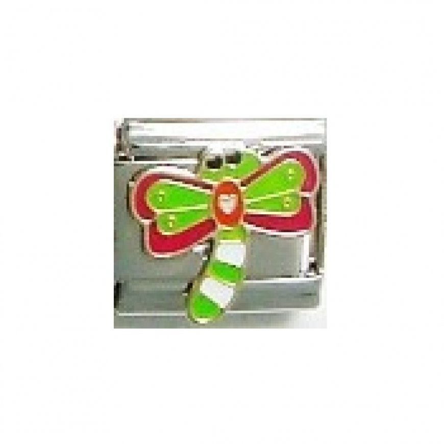 Multicoloured dragonfly - enamel 9mm Italian charm - Click Image to Close