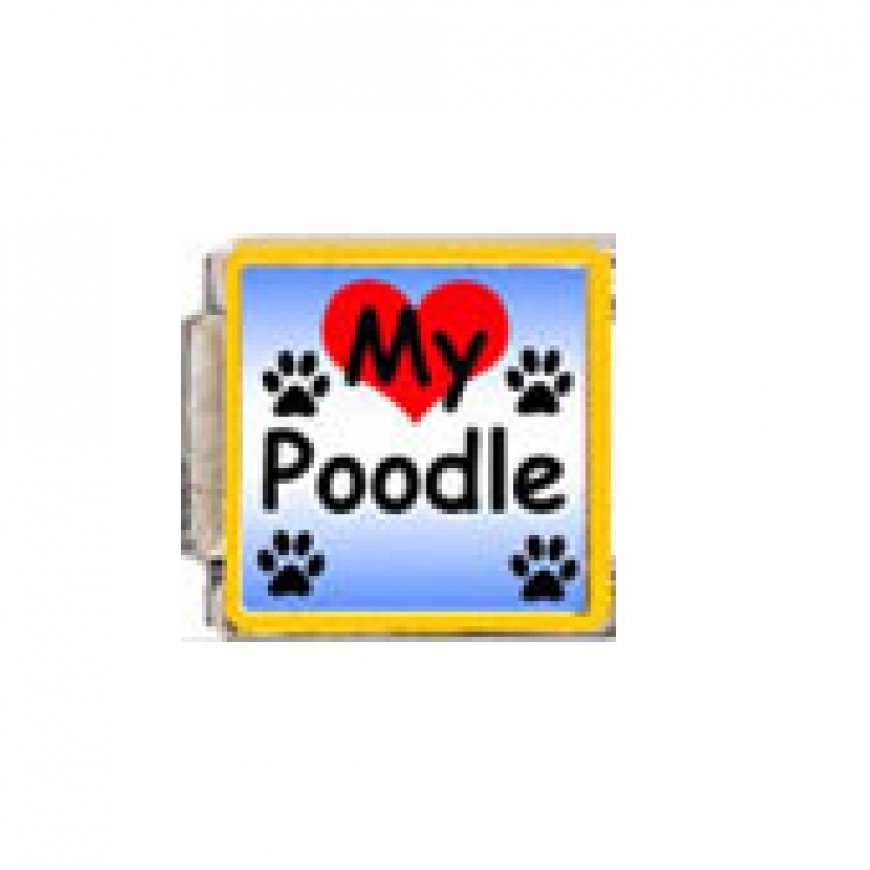 Love my Poodle - dog - enamel 9mm Italian charm - Click Image to Close