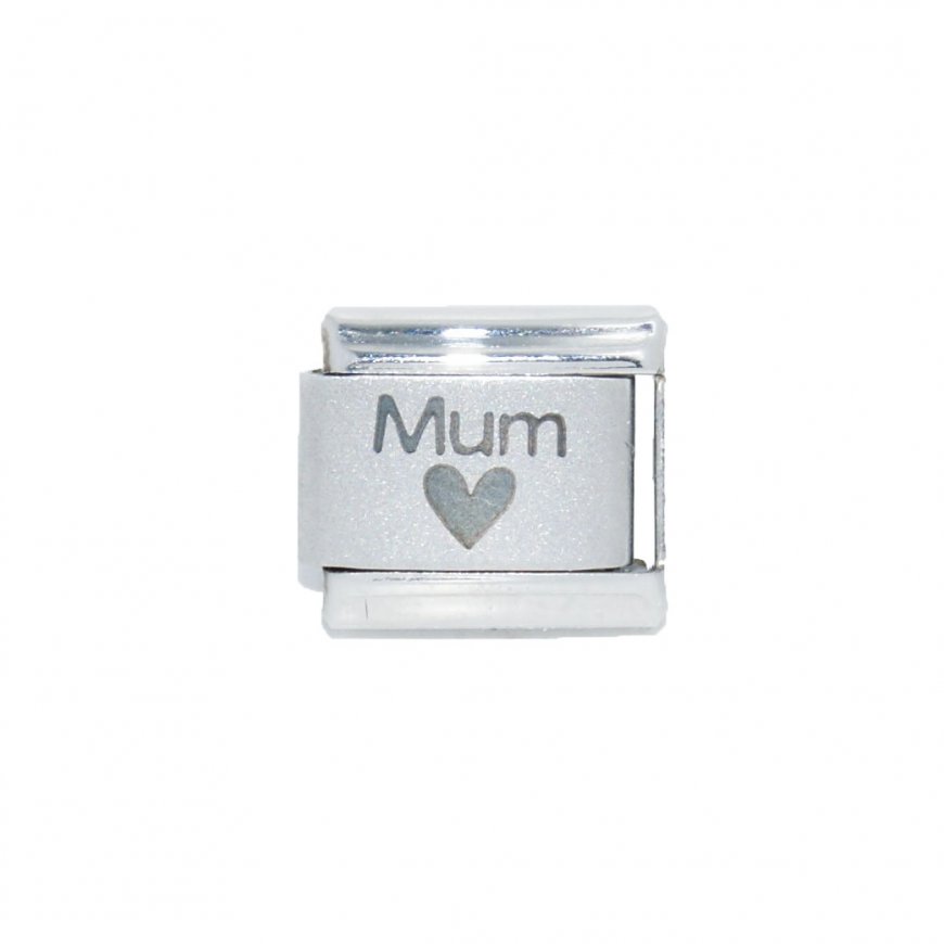 Mum with heart - plain 9mm laser Italian charm - Click Image to Close