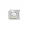 Diamond circle with gold rim - 9mm classic Italian charm