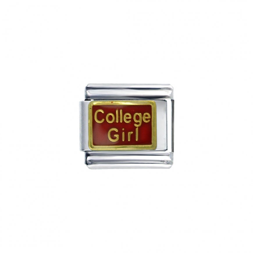 College girl - enamel 9mm Italian charm - Click Image to Close