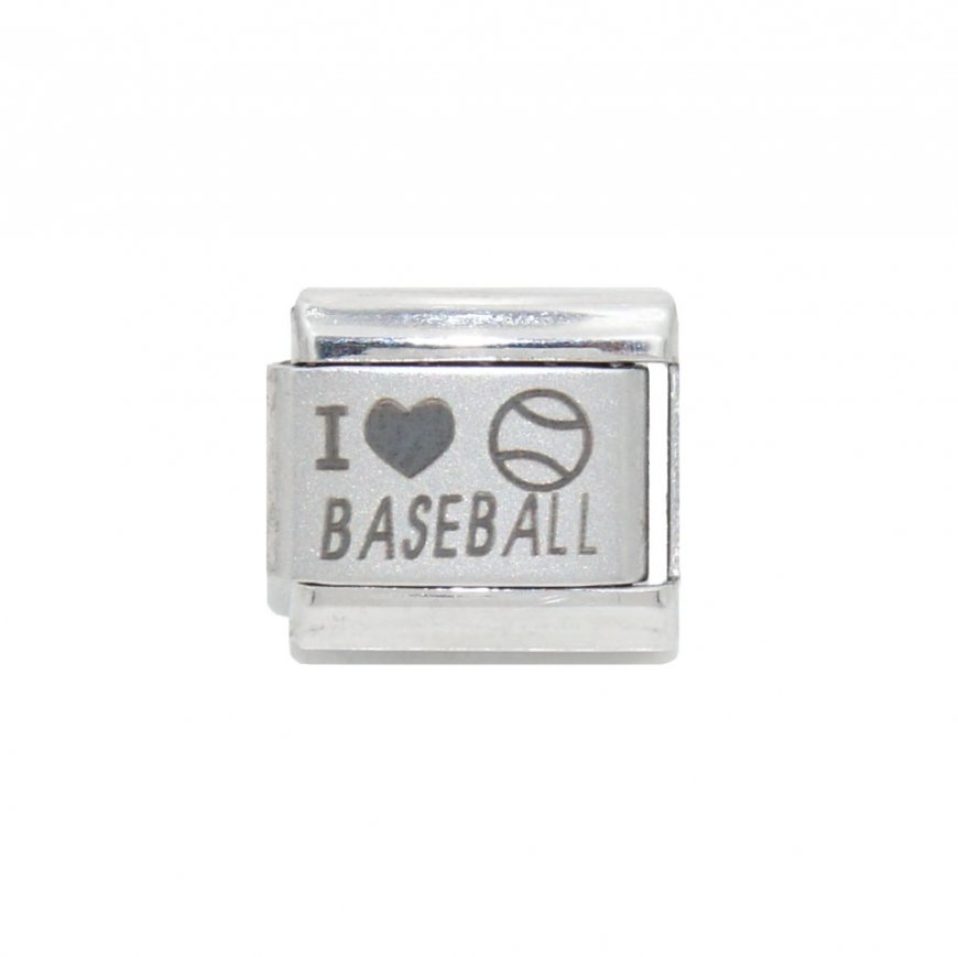 I Love Baseball - 9mm plain Laser Italian Charm - Click Image to Close