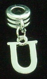 NEW Dangle letter U - fits European bead bracelets - Click Image to Close