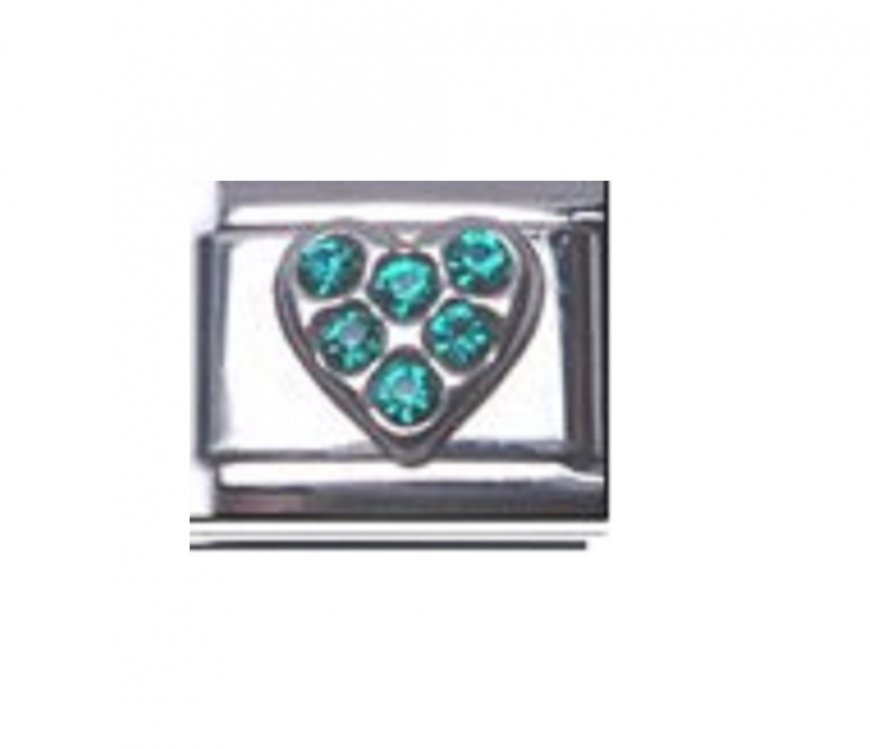 Heart with Stones - May - Emerald 9mm Italian charm - Click Image to Close