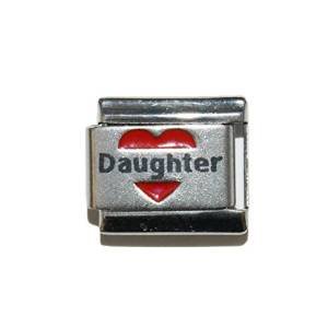 Daughter in red heart - laser 9mm Italian charm - Click Image to Close