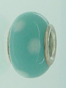 EB362 - Turquoise bead with white dots - Click Image to Close