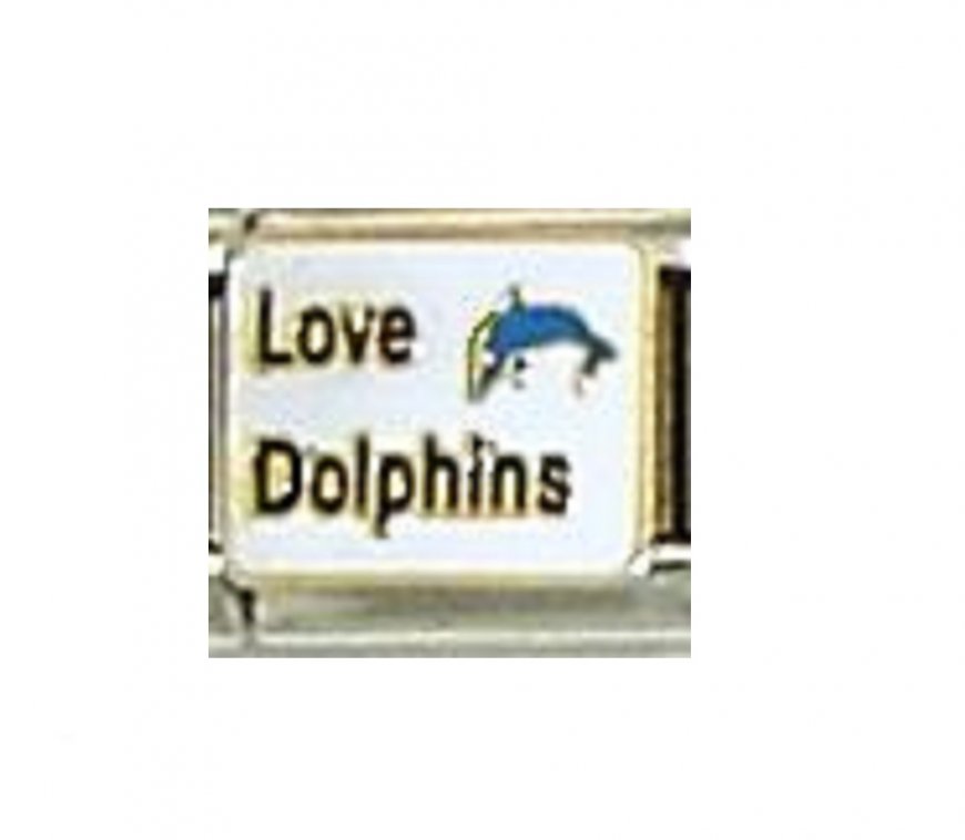Love dolphins - enamel 9mm Italian charm - Click Image to Close