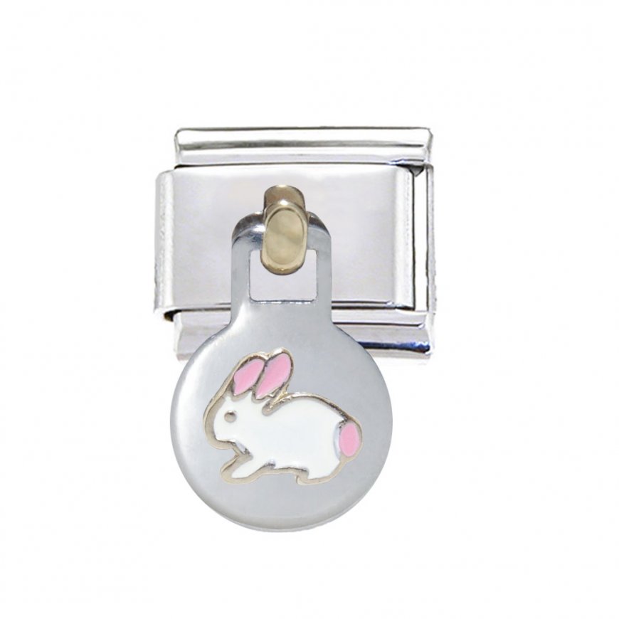 Rabbit dangle 9mm Italian charm - fits classic bracelets - Click Image to Close