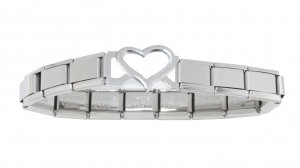 Silver coloured open heart link 9mm Italian Charm bracelet