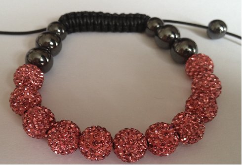 Pink Crystal Shamballa 10mm Disco ball bracelet - Click Image to Close