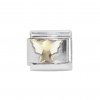 Raised Goldtone Angel with white wings - 9mm Italian charm