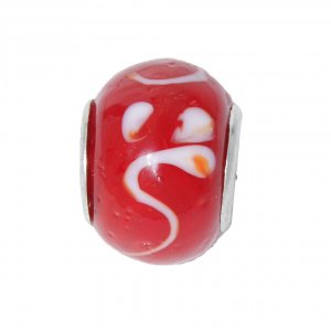 EB50 - Glass bead - Red and white - European bead charm