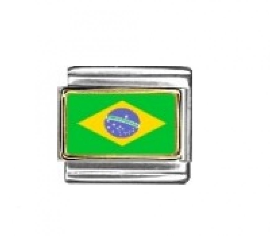 Flag - Brazil photo enamel 9mm Italian charm - Click Image to Close