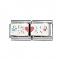Big Sis Lil Sis (b) - Double link sparkly 9mm Italian charm