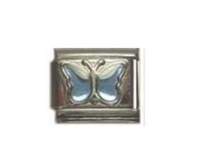 December Plain Butterfly Birthmonth Turquoise 9mm Italian Charm - Click Image to Close