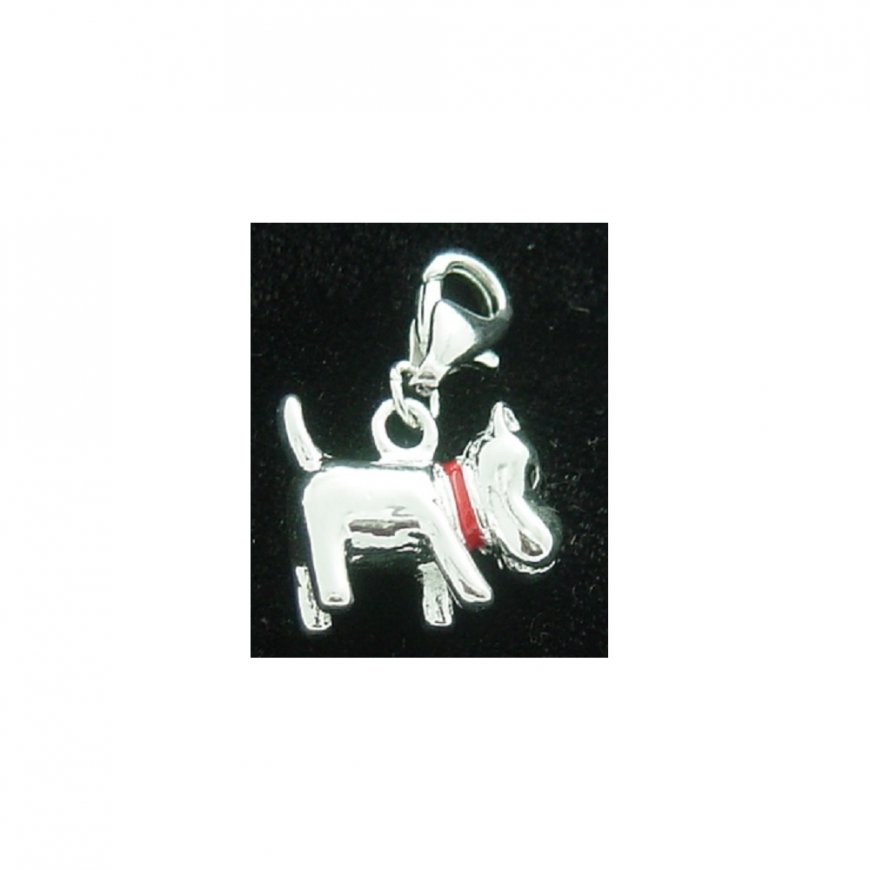 Dog with red collar - Clip on charm fits Thomas Sabo - Click Image to Close