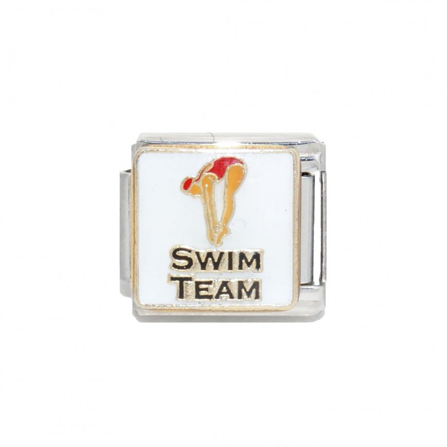 Swim Team - 9mm enamel Italian charm - Click Image to Close