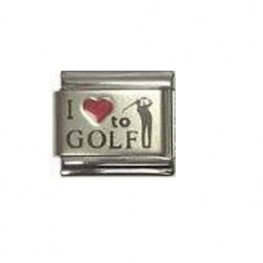 I love to Golf (a)- 9mm Laser Italian Charm - Click Image to Close