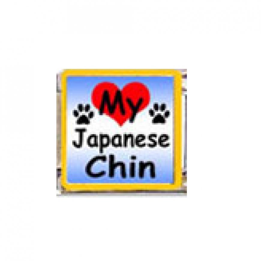 Love my Japanese Chin - dog - enamel 9mm Italian charm - Click Image to Close