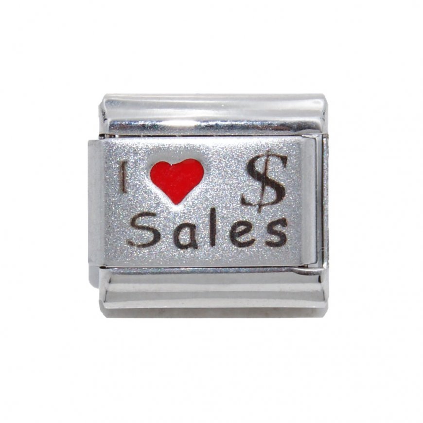 I love sales - red heart laser 9mm Italian charm - Click Image to Close