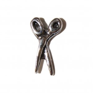 Scissors silvertone 8mm floating locket charm