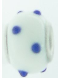 EB353 - White bead with blue dots - Click Image to Close