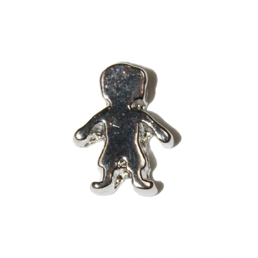 Silvertone little boy 9mm floating locket charm - Click Image to Close