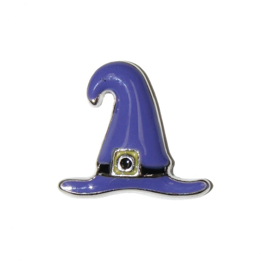 Purple witch hat Halloween 10mm floating locket charm - Click Image to Close