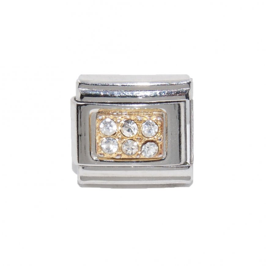 Rectangle with clear stones - 9mm Italian charm - Click Image to Close