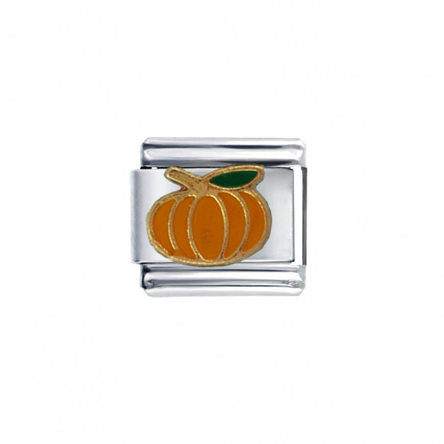 Orange Pumpkin - 9mm Italian charm - Click Image to Close