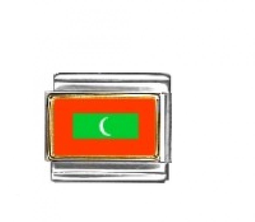Flag - Maldives photo enamel 9mm Italian charm - Click Image to Close