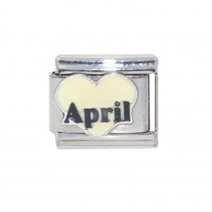April in Sparkly Heart - Birthmonth 9mm Italian charm