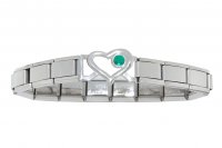 Small Open Heart link bracelet 9mm Italian charm - May
