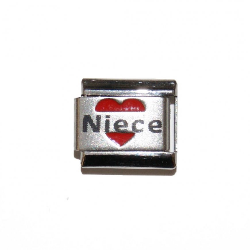 Niece in red heart - laser 9mm Italian charm - Click Image to Close