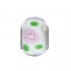 EB45 - Glass bead - White, pink and green - European bead charm