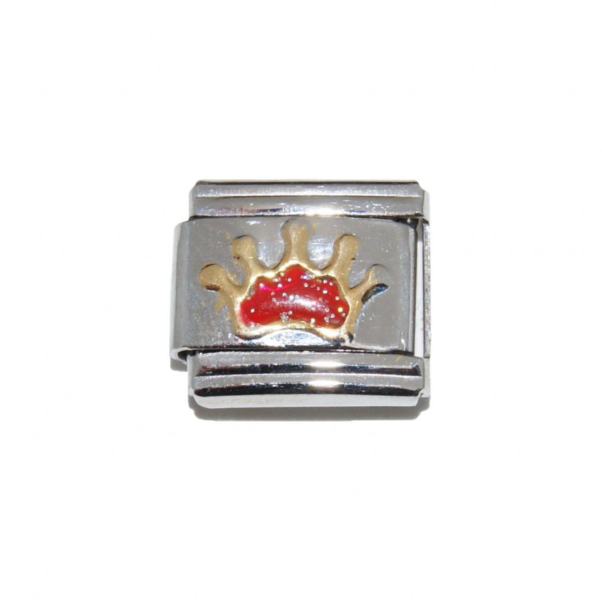 Sparkly Red Crown - 9mm Italian charm - Click Image to Close