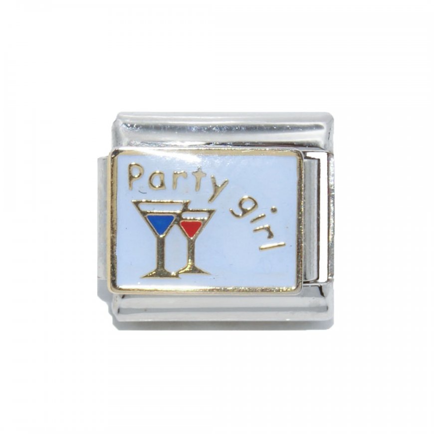 Party girl - blue enamel 9mm Italian charm - Click Image to Close