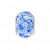 EB53 - White bead with blue flowers - European bead charm