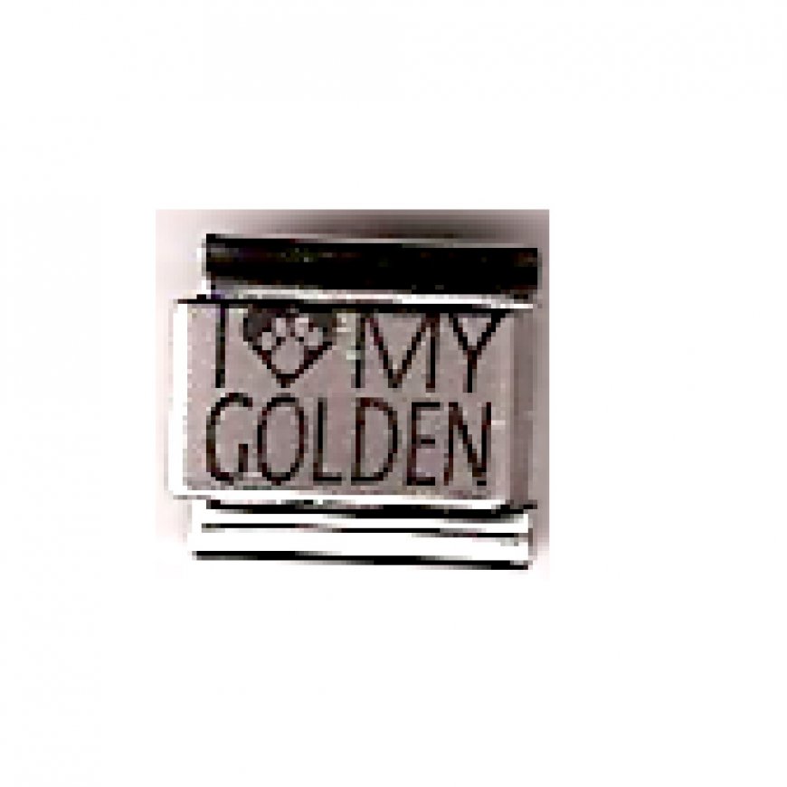 I love my golden - dog - laser 9mm Italian charm - Click Image to Close