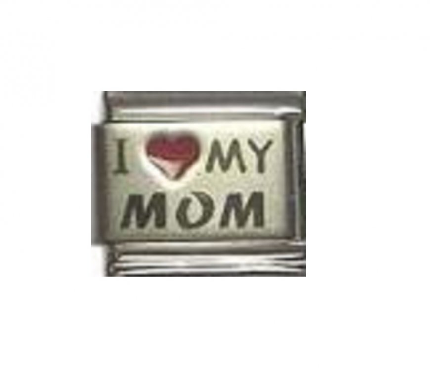 I love my mum - red heart laser 9mm Italian charm - Click Image to Close